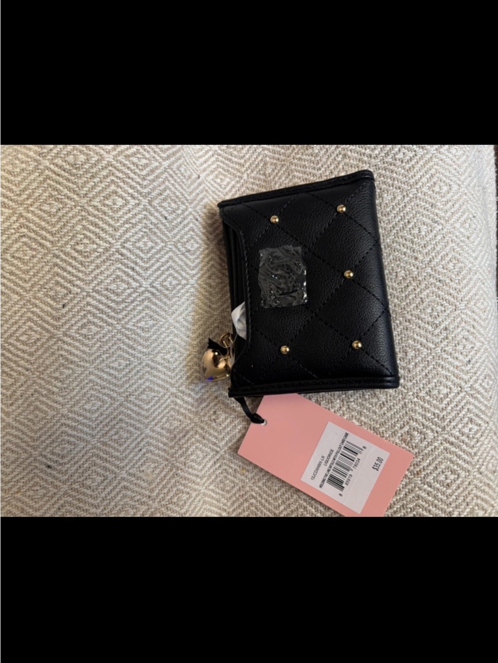 Juicy Couture Black Quilted Wallet with Gold Studs